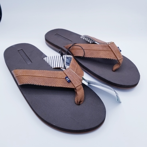 Nautica Men's Brown Flip Flop Beach Sandals NWT size 12 - Picture 1 of 10